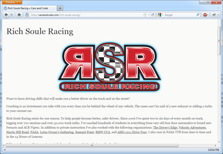 Cars and code at 1024 x 768