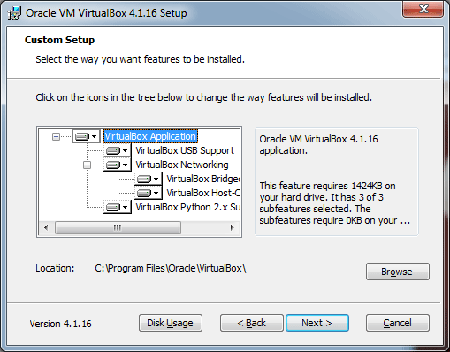 Custom Setup, click Next