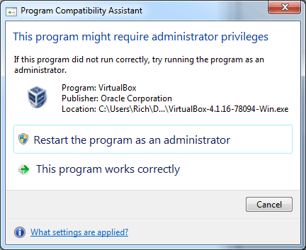 Program Compatibility Assistant, click This program works correctly